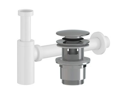 CERANO - Sifón umývadlový - DN40/300mm - biela lesklá s výpustom click-clack s prepadom - plast - 35/50mm - chróm