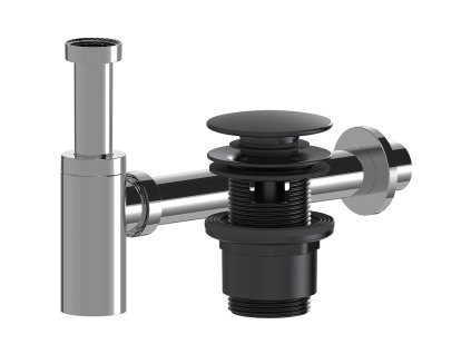 CERANO - Sifón umývadlový - 5/4" - DN40/300mm - chróm s výpustom click-clack s prepadom - plast - 35/50mm - čierna matná