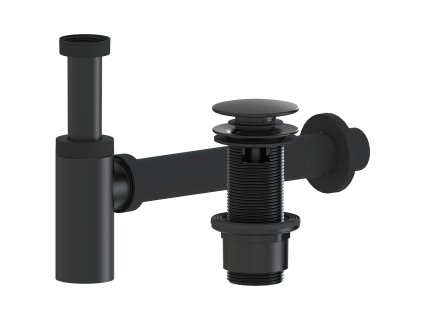 CERANO - Sifón umývadlový - DN40/300mm - s výpustom click-clack s prepadom - plast - 67/82mm - čierna matná