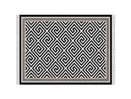 Koberec, čierno-biely vzor, MOTIVE (Rozmer 80x150 cm)