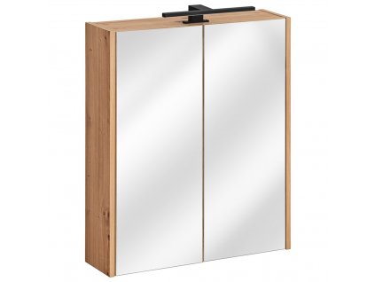 299125 comad koupelnova skrinka se zrcadlem madera white prirodni 60x72x16 cm