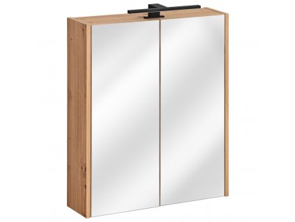 299125 via domo koupelnova skrinka se zrcadlem madera white prirodni 60x72x16 cm