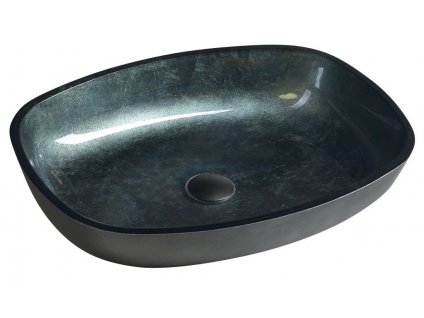 258483 5 kvaore sklenene umyvadlo na desku 54x39 5 cm cerna