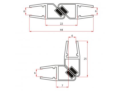 44696 legro set magnetickych tesneni pro ctvercove zasteny 1900mm