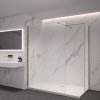 CERANO - Sprchová zástena Walk-in Onyx TL/P - 8 mm - hranatá vzpera - zlatá kartáčovaná, ryhované sklo - 140x110x200 cm