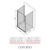 CERANO - Trostenný sprchovací kút Ferri UL/P - 6 mm - čierna matná, transparentné sklo - 100x90x195 cm - pivotový