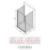 CERANO - Trostenný sprchovací kút Ferri UL/P - 6 mm - chróm, transparentné sklo - 90x80x195 cm - pivotový