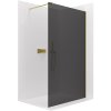 CERANO - Sprchová zástena Walk-in Onyx Cube Ľ/P - 8 mm - hranatá vzpera - zlatá kartáčovaná, grafitové sklo - 30x200 cm