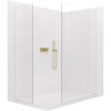 CERANO - Sprchová zástena Walk-in Crystal TL/P - 8 mm - bezvzperový systém - zlatá kartáčovaná, transparentné sklo - 160x150x200 cm