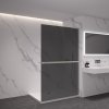 CERANO - Sprchová zástena Walk-in Onyx L-pravá vzpera + polička/držiak na uteráky - 8 mm - chróm, grafitové sklo - 30x200 cm