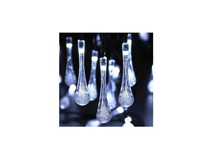 Svetelna retaz 30 LED KVAPKY studena biela