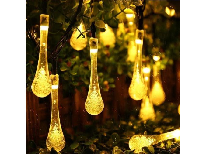 Svetelna retaz 30 LED KVAPKY tepla biela