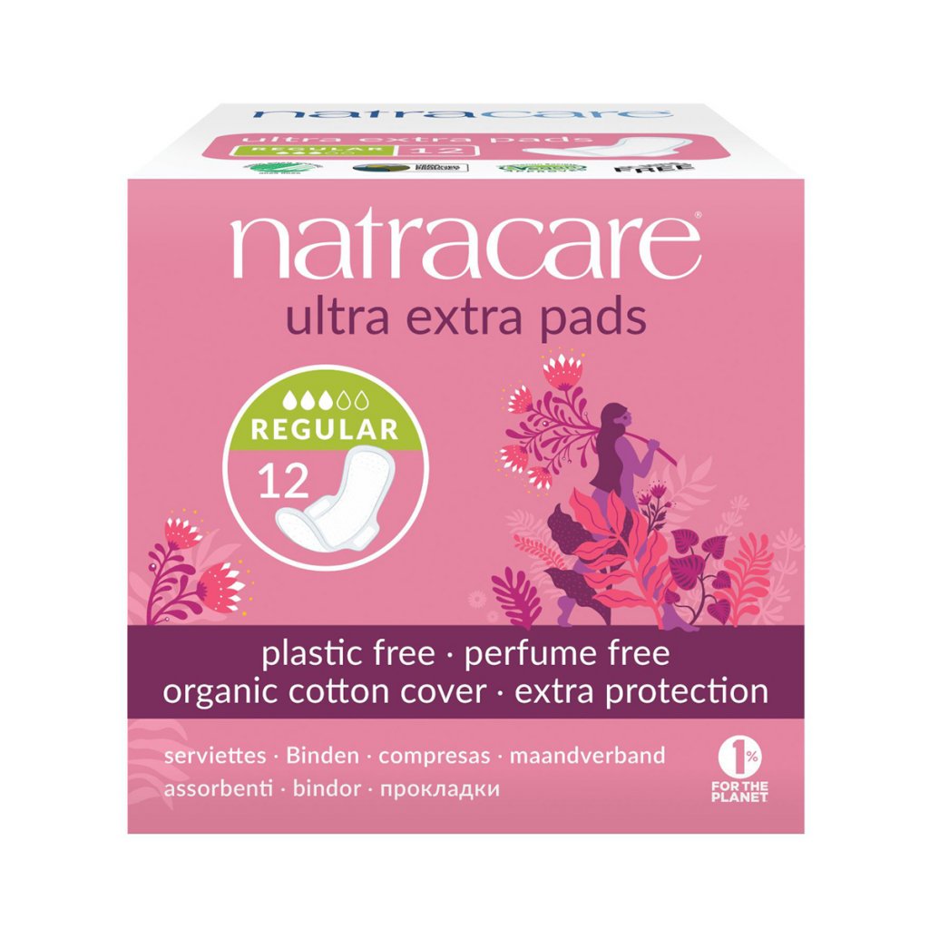 Menstruační vložky Natracare Ultra Extra s křidélky REGULAR 12 ks