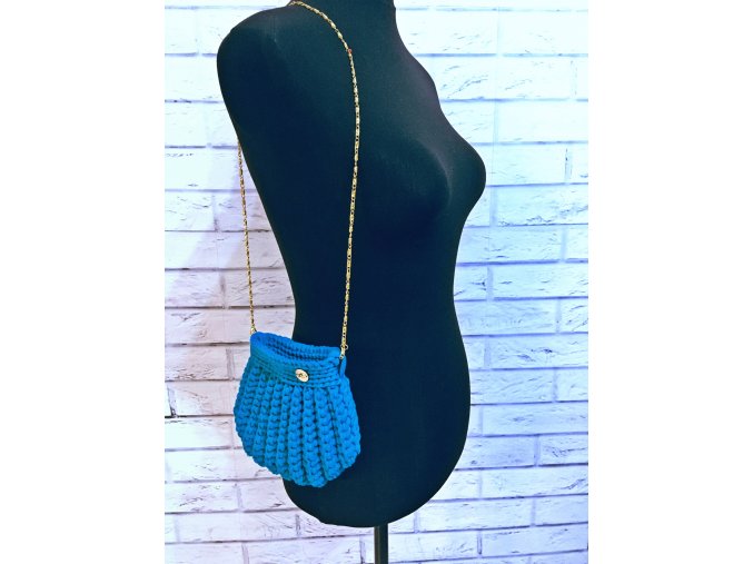 Háčkovaná crossbody - modrá