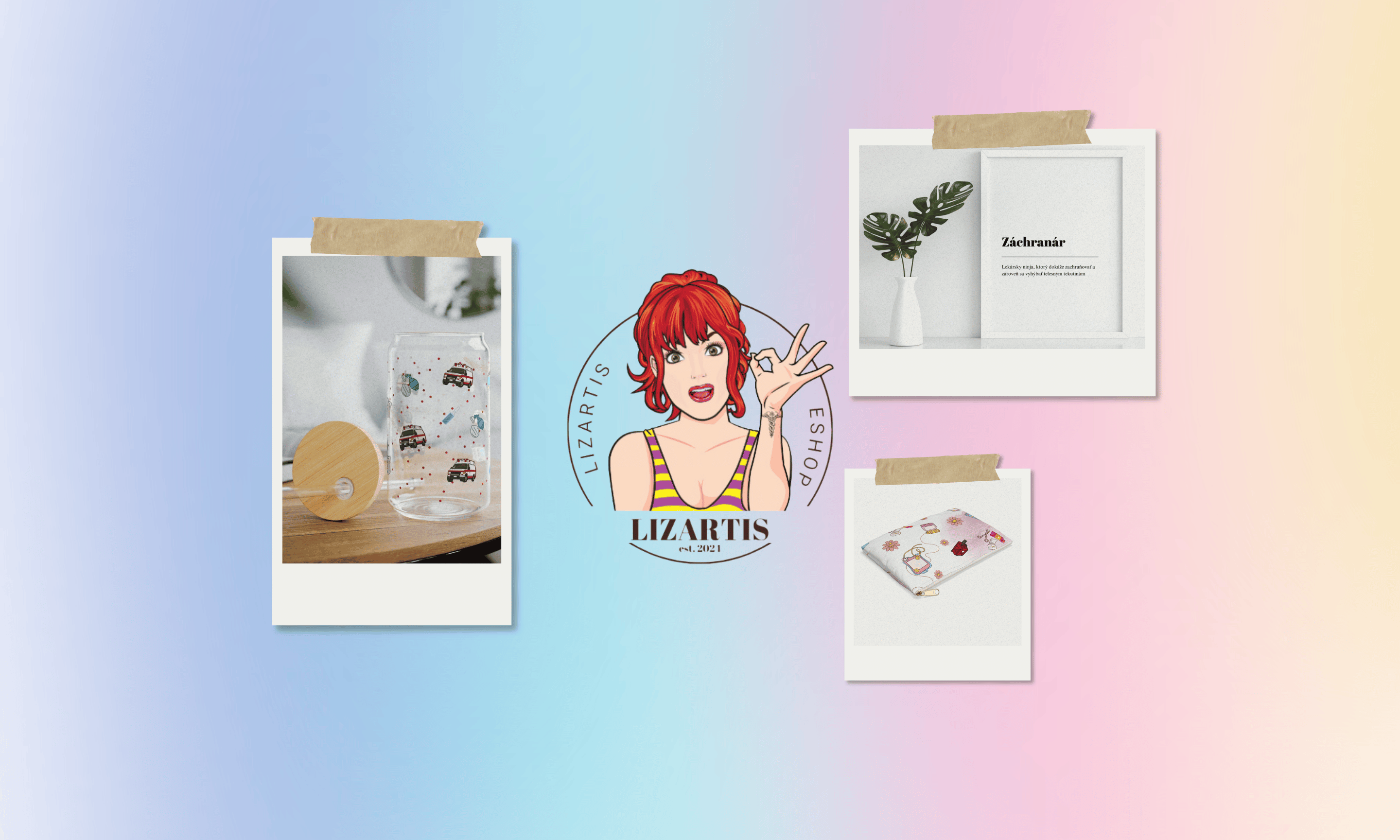 uvodný banner duhovej farby s logom eshopu a produktami