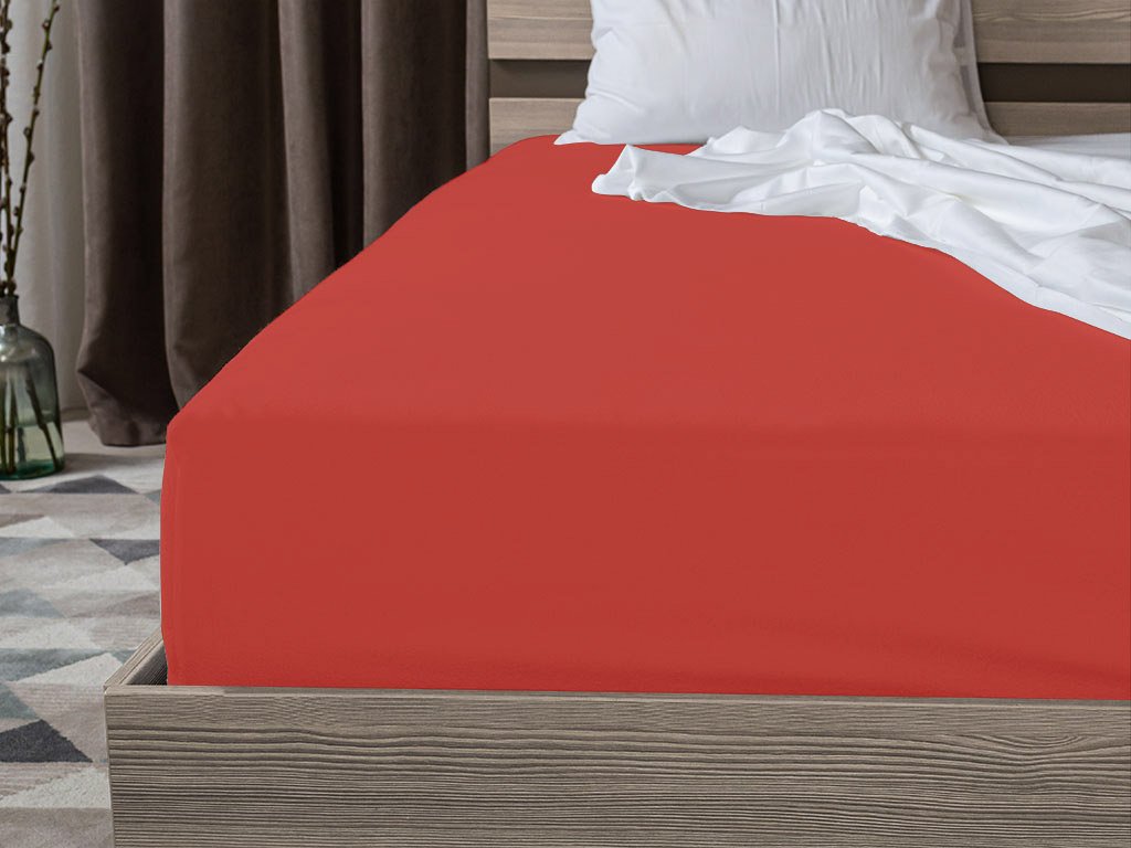 Pohodlné prostěradlo EXCLUSIVE z jersey materiálu, červené 140 x 200 cm