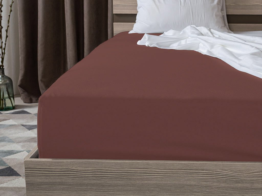 Luxusní tmavě hnědé jersey prostěradlo EXCLUSIVE 160 x 200 cm