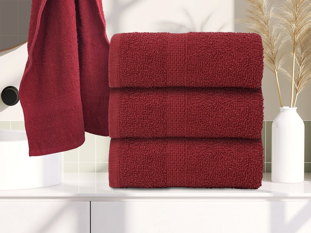 Ručník BASIC ONE 50 x 90 cm tmavě vínový, 100% bavlna – měkký a savý