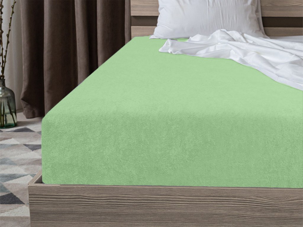 Nepropustné FROTÉ prostěradlo 70x140 cm, zelené pro dětskou postel