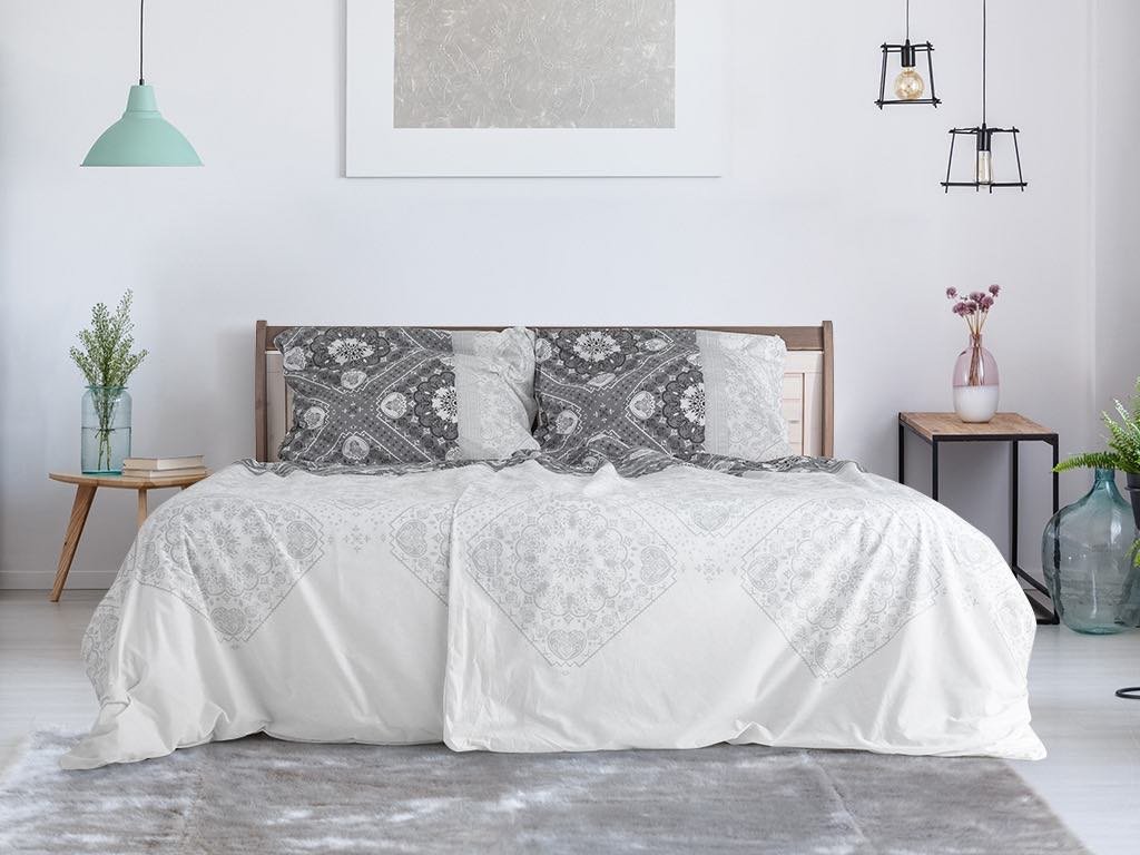 Moderní bavlněné povlečení KALI bílé s elegantním vzorem