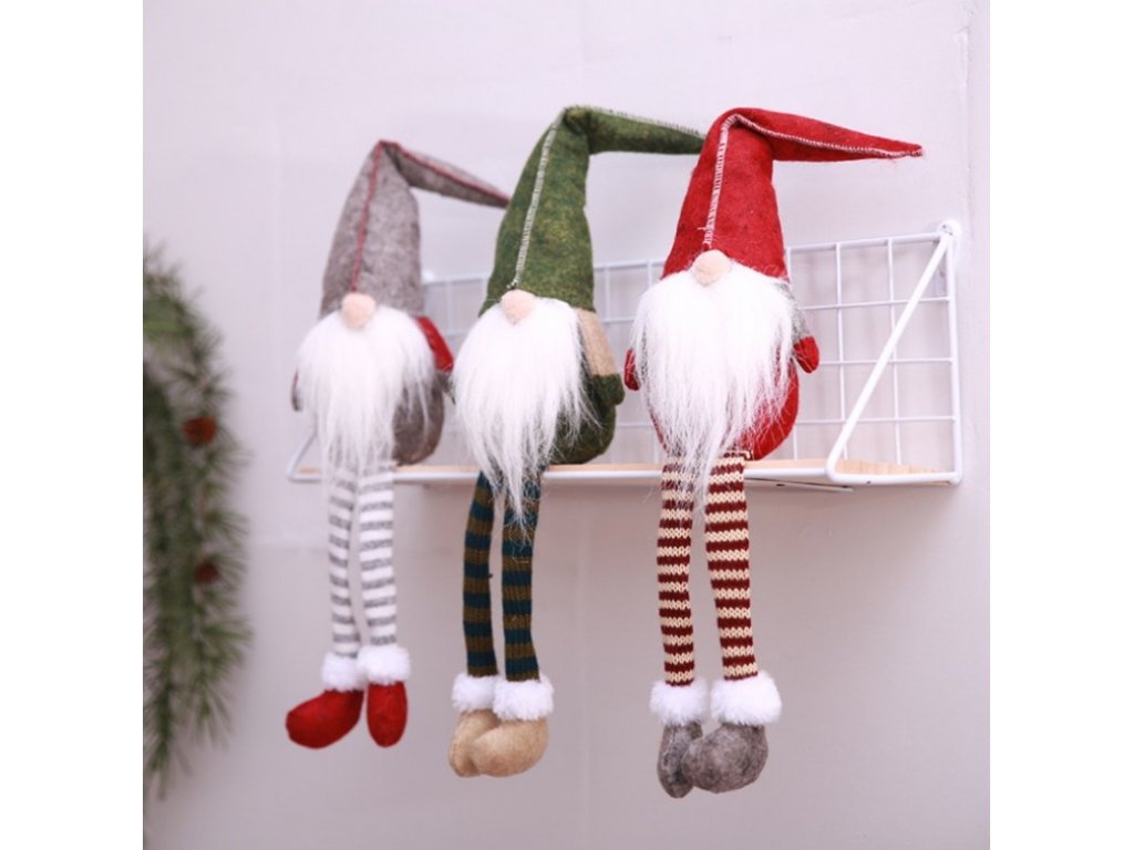 Vánoční dekorace trpaslík SANTA CLAUS 45 cm na poličku