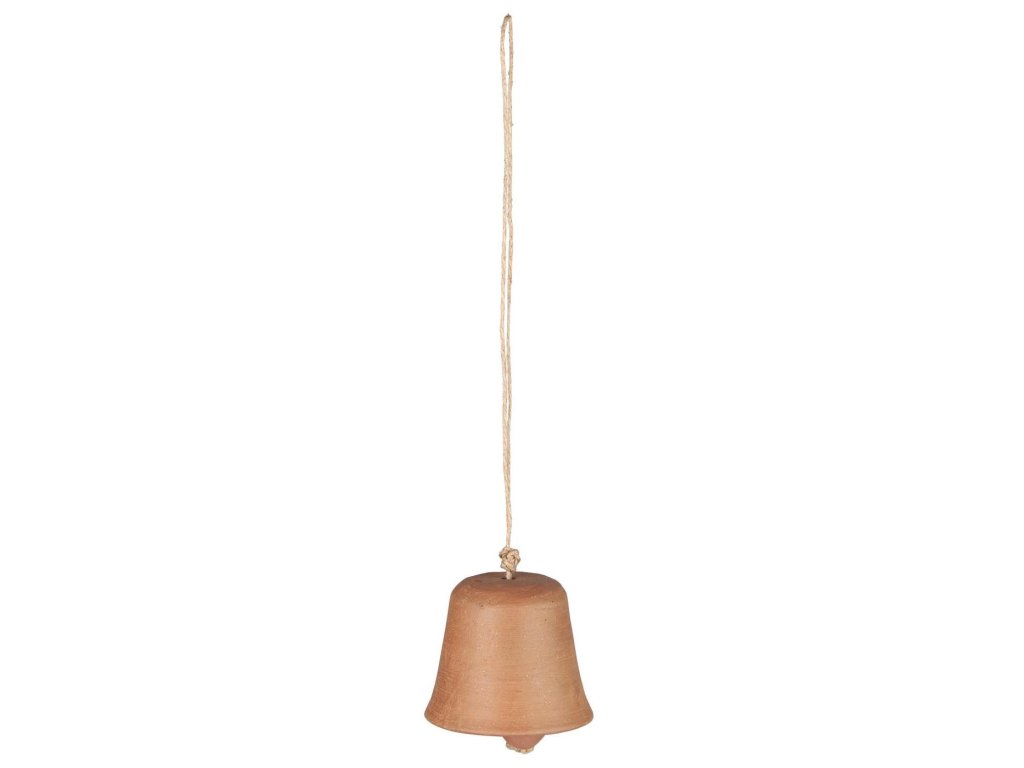 Závěsná hliněná ozdoba CHRISTMAS BELL hnědá pro vánoční výzdobu