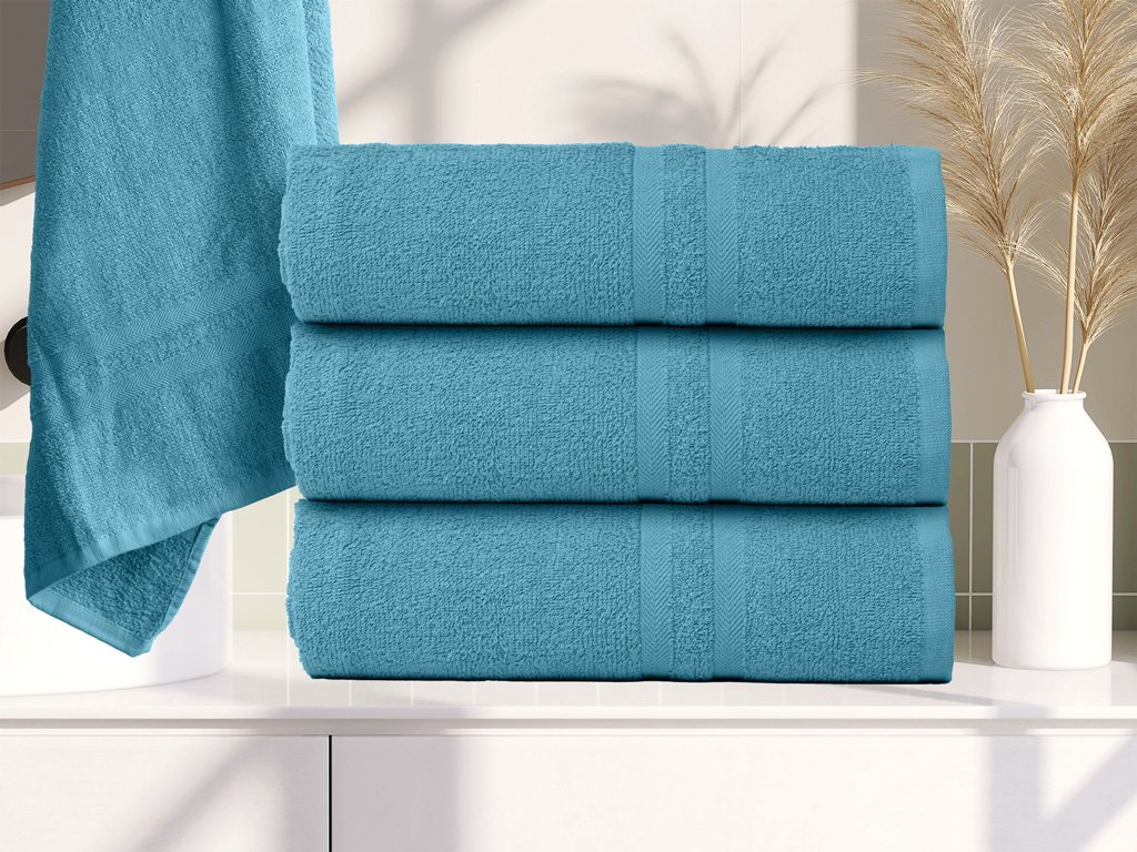 Modra brisača AQUELLA 50x90 cm z borduro, narejena iz 100% bombaža