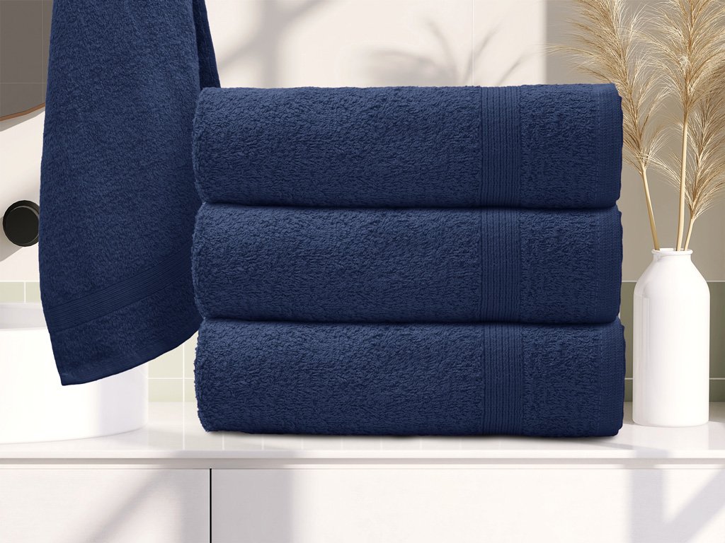 ELEGANZA temno modra brisača 50x100 cm z elegantno borduro, 100% bombaž
