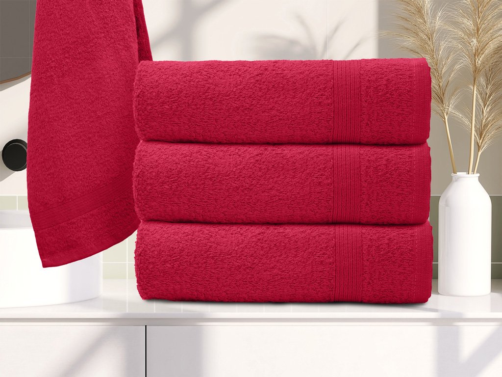 Brisača ELEGANZA bordo 50x100 cm z borduro, izdelana iz 100% bombaža