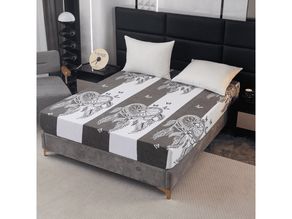 Mikroplyšové prostěradlo TIRSO 90x200 cm šedo-bílé s moderním designem
