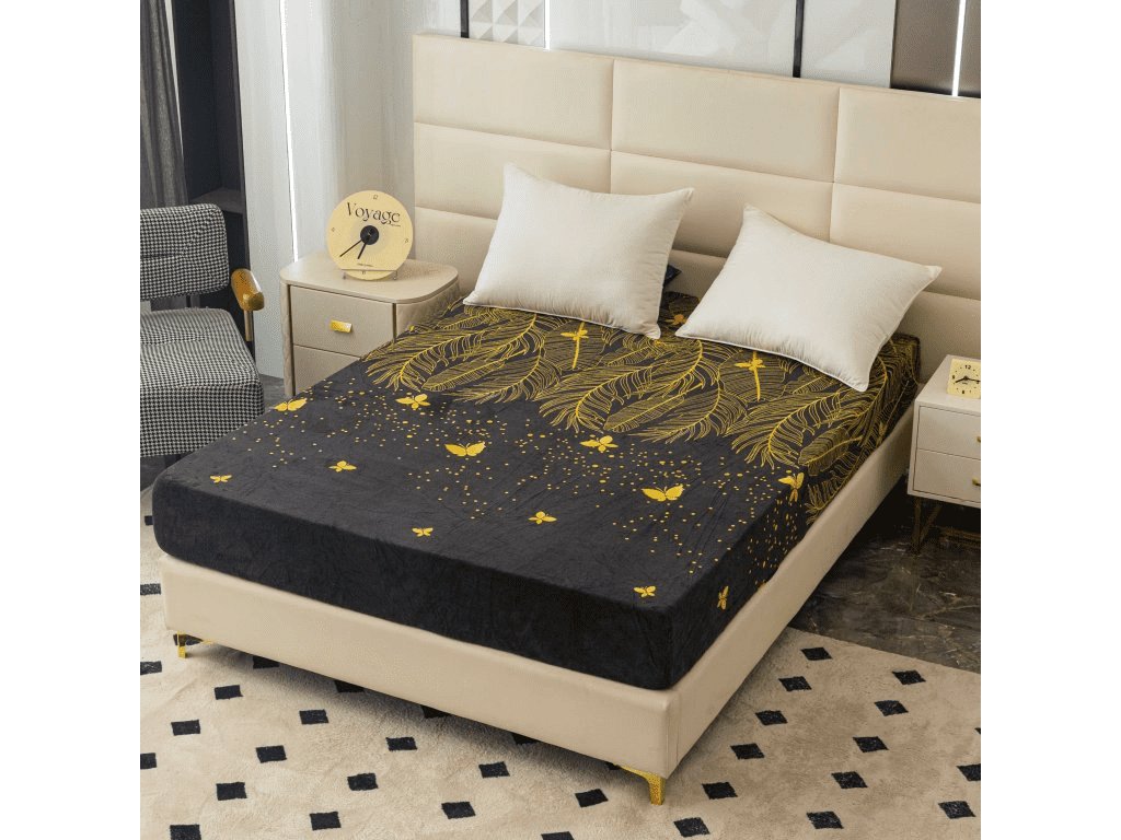 Luxusní černé prostěradlo mikroplyš VISATA 90x200 cm s elegantním designem
