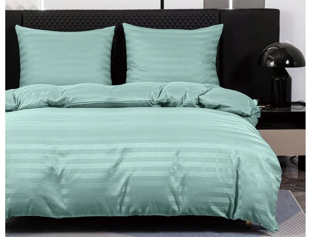 Hotelové povlečení z mikrovlákna JASMINE mentolové s proužkem 2 cm