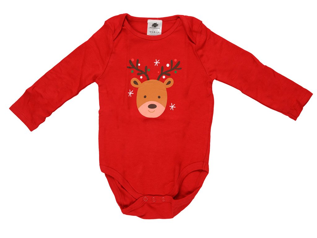 Dětské body CHRISTMAS GIRLS červené s dlouhým rukávem pro vánoční náladu