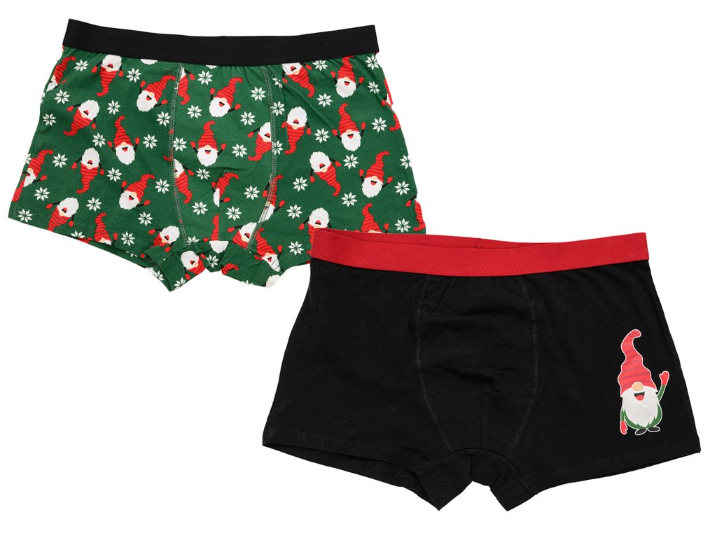 Pánské boxerky RETRO CHRISTMAS 2 ks zeleno-černé s vánočním motivem