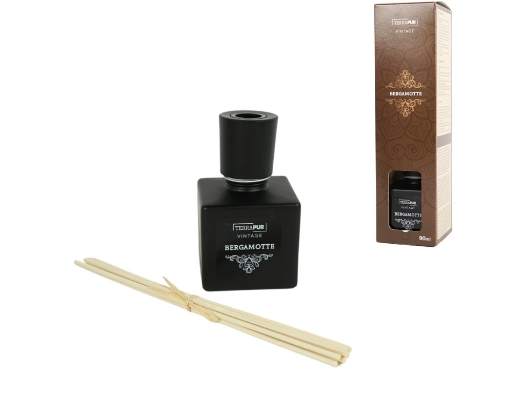 Tyčinkový aroma difuzér VINTAGE BERGAMOT 90 ml s osvěžující citrusovou vůní