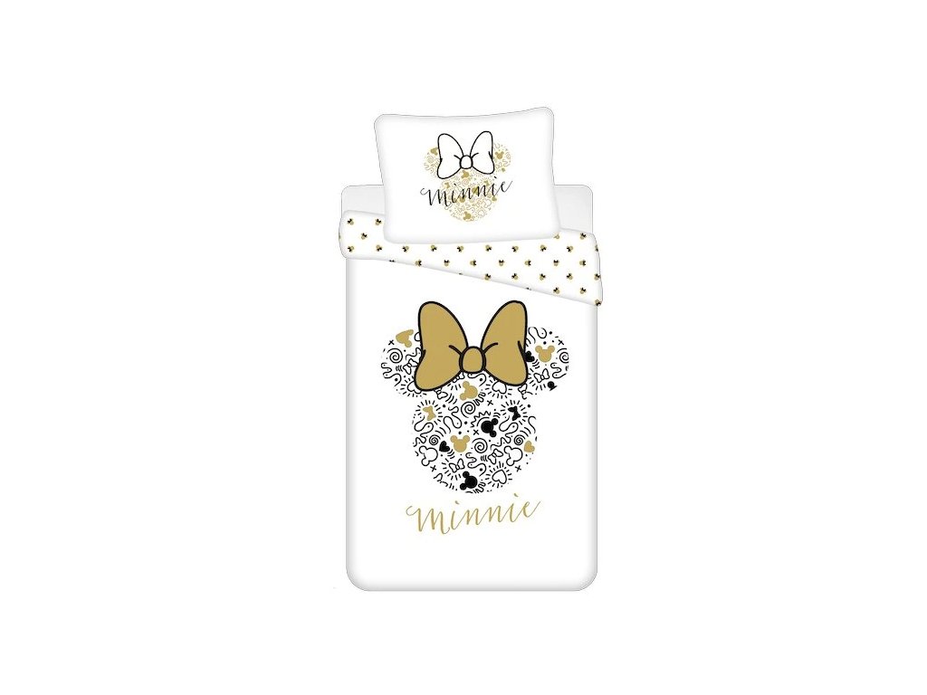 Dětské povlečení MINNIE GOLD bílé s elegantním designem