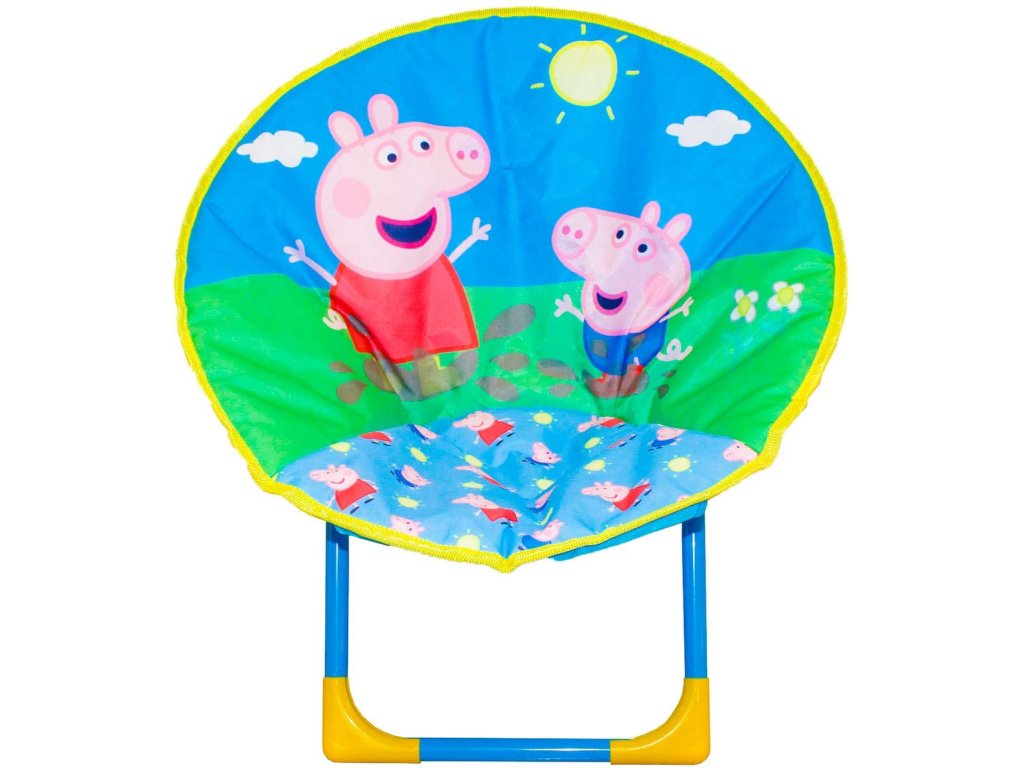 Praktické dětské skládací křeslo PEPPA PIG, modré s veselým motivem.