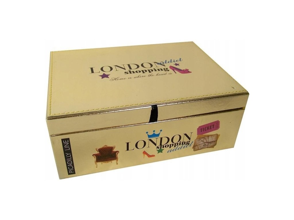 Elegantní šperkovnice LONDON se zrcátkem a dvojitým dnem, ideální na prsteny, náušnice a další šperky.