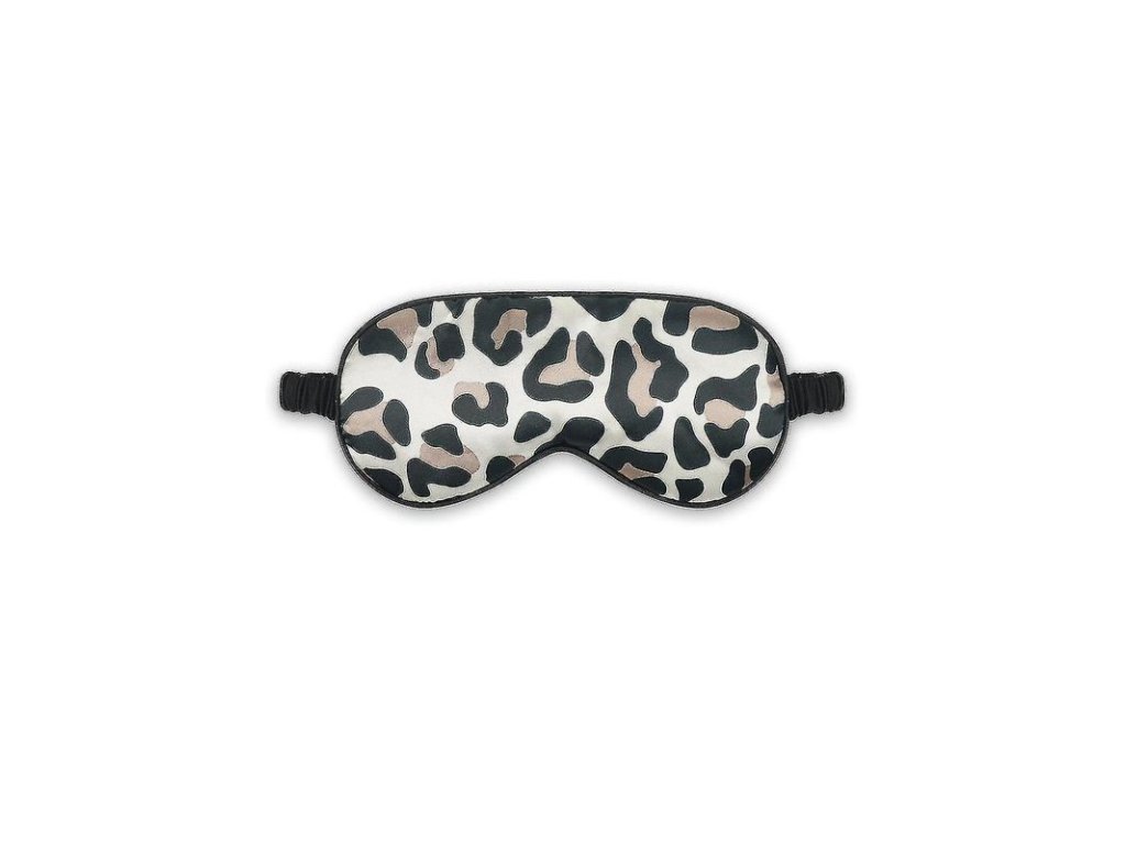 Škraboška na spaní SLEEPY LEOPARD, černá, jemná polyesterová tkanina, elastický pásek, pohodlí a klidný spánek.