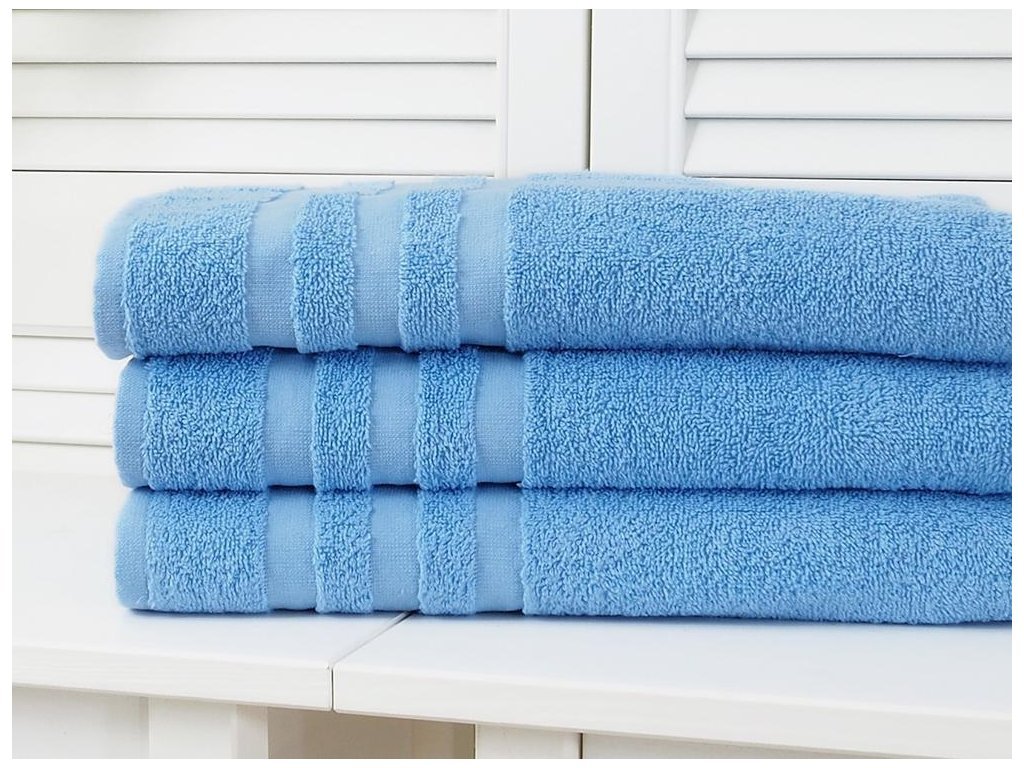 Brisača LINEA 50x100 cm modra, 100% bombaž z elegantno borduro