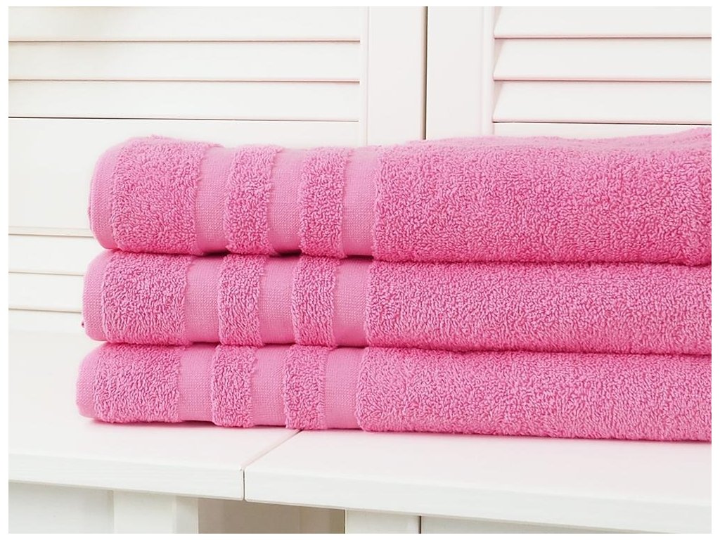 Brisača LINEA 50x100 cm roza, 100% bombaž z elegantno borduro