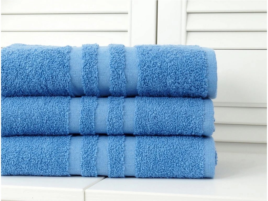 Brisača LINEA 50x100 cm temno modra, 100% bombaž z borduro