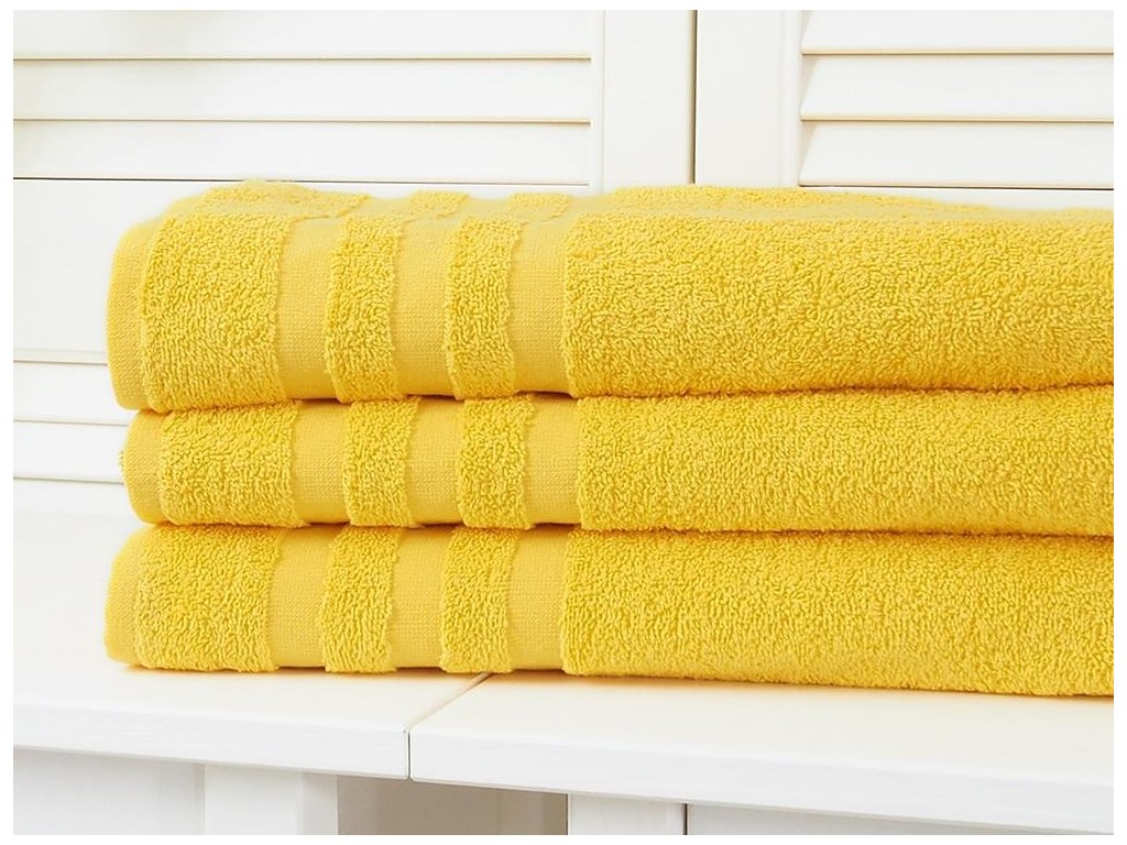 Brisača LINEA 50x100 cm rumena, 100% bombaž z elegantno borduro