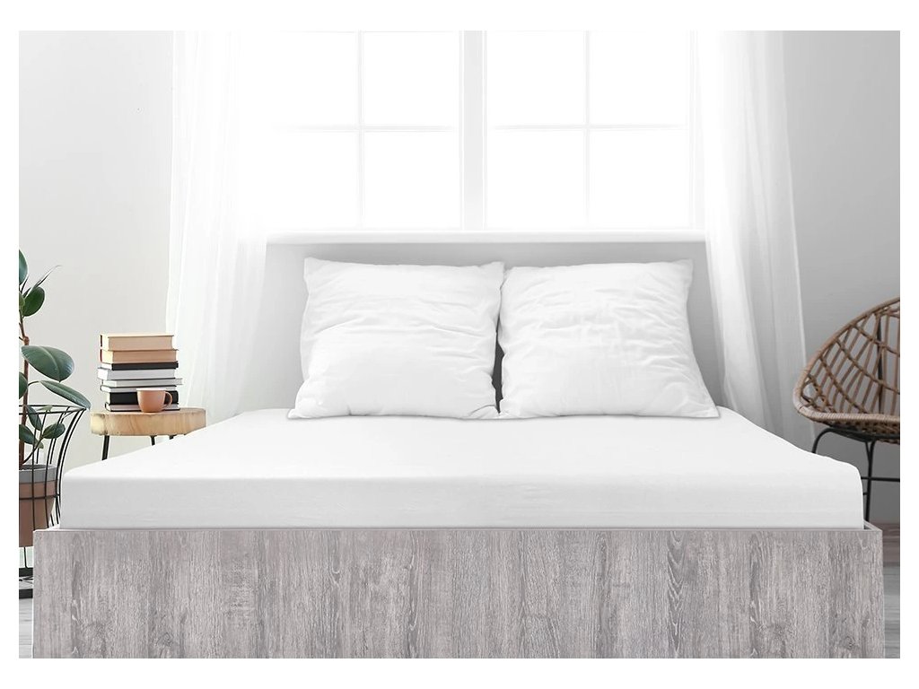Bílé jersey prostěradlo z mako bavlny LUXORA 90 x 200 cm