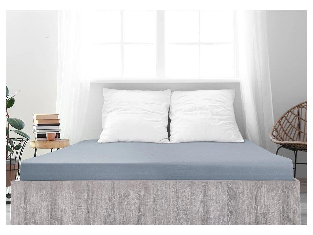 Světle šedé jersey prostěradlo z mako bavlny LUXORA 180 x 200 cm pro pohodlný spánek