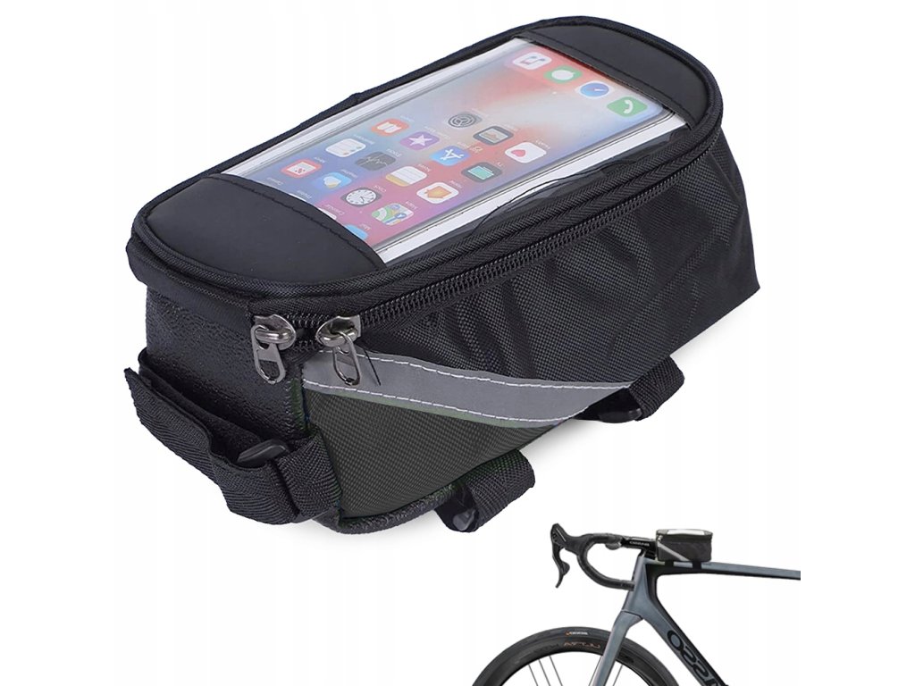 Voděodolná cyklistická brašna na rám s kapsou na telefon do 6,8''