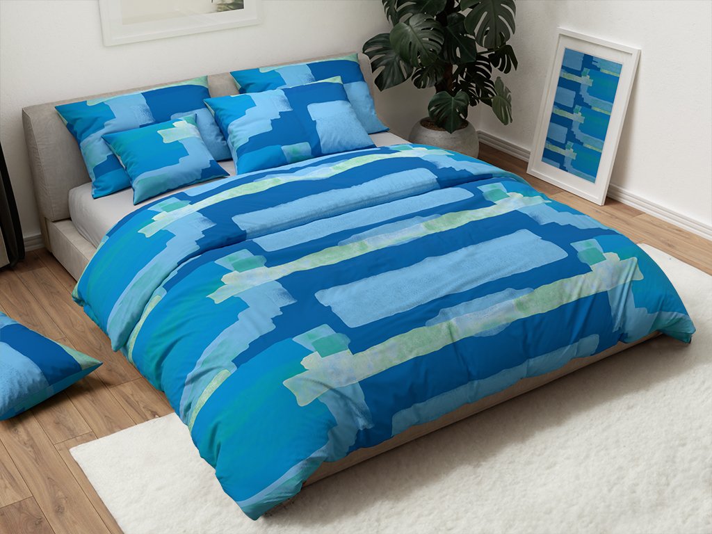 Bavlněné povlečení AZURO modré – svěží design pro klidný spánek