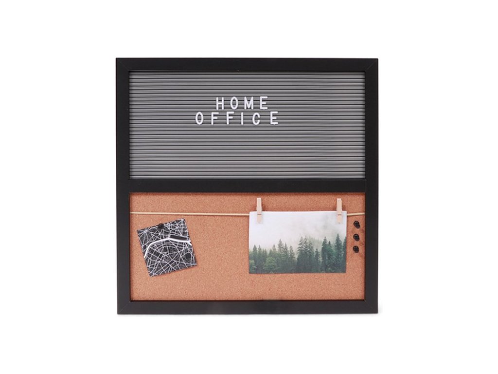 Tabla HOME OFFICE iz plute s črkami 40x40 cm, črna