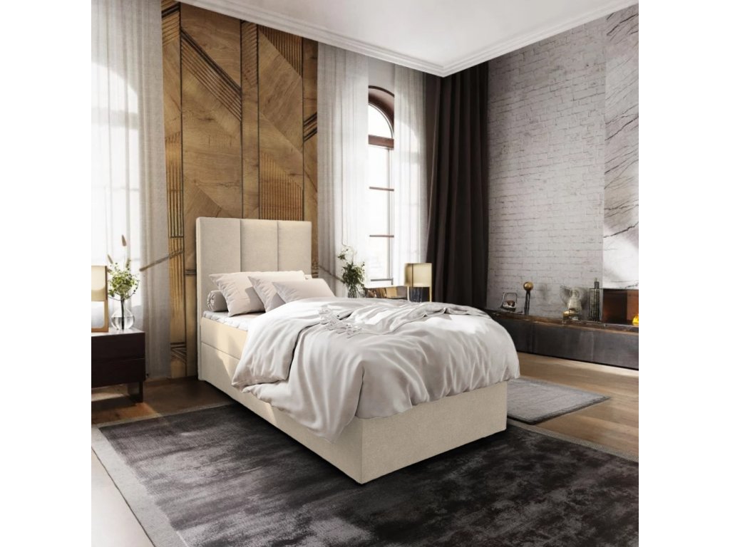 Čalouněná postel boxspring MERALIS 100x200 cm béžová – moderní elegance