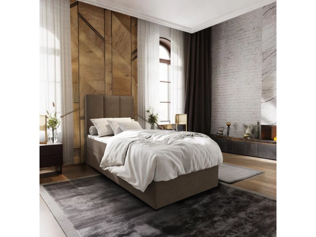 Čalouněná postel boxspring MERALIS 90x200 cm hnědá – moderní elegance